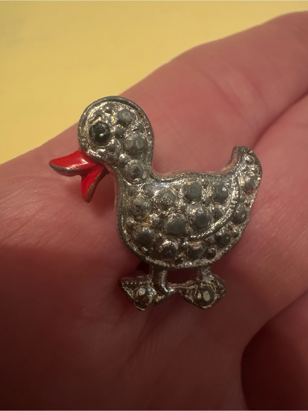 Silver and Red Duck Charm Pin for Small Pets Accessories